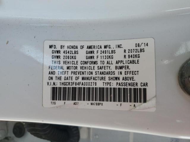 1HGCR3F84FA000279 - 2015 HONDA ACCORD EXL WHITE photo 10