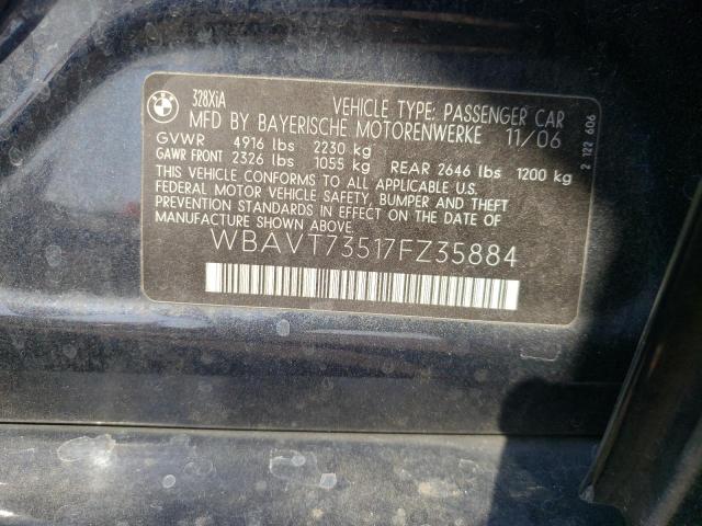 WBAVT73517FZ35884 - 2007 BMW 328 XIT BLUE photo 10