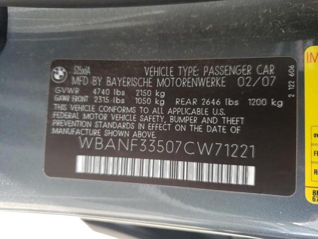 WBANF33507CW71221 - 2007 BMW 525 XI GRAY photo 10