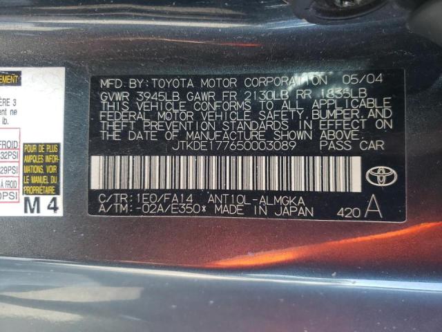 JTKDE177650003089 - 2005 TOYOTA SCION TC GRAY photo 10