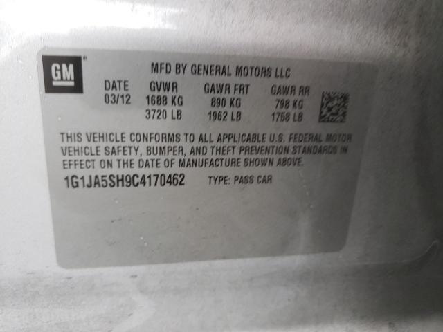 1G1JA5SH9C4170462 - 2012 CHEVROLET SONIC LS SILVER photo 10