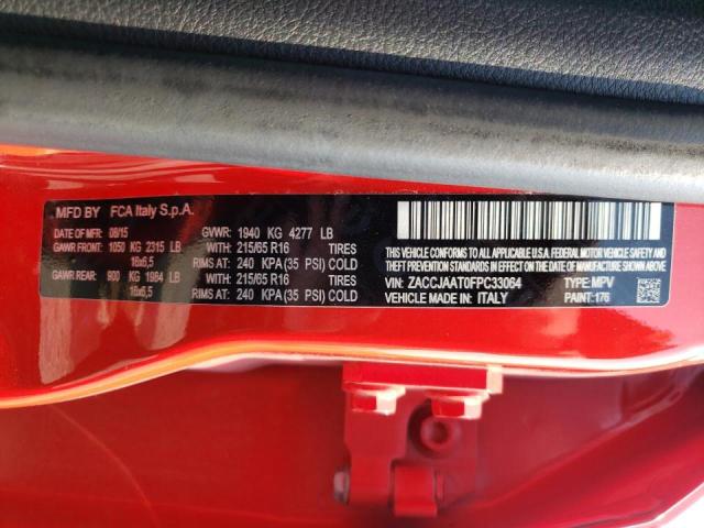 ZACCJAAT0FPC33064 - 2015 JEEP RENEGADE S Qırmızı foto 10