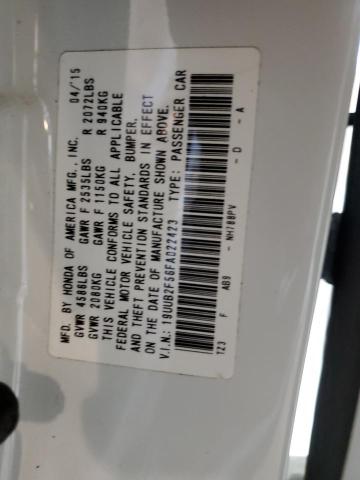 19UUB2F56FA022423 - 2015 ACURA TLX TECH WHITE photo 10