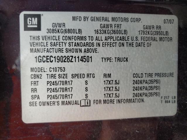 1GCEC19028Z114501 - 2008 CHEVROLET SILVERADO PURPLE photo 10