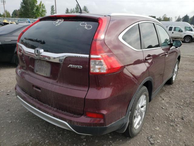 2HKRM4H78FH627447 - 2015 HONDA CR-V EXL BURGUNDY photo 4