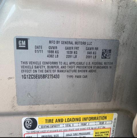 1G1ZC5EU5BF275430 - 2011 CHEVROLET MALIBU 1LT თაფლისფერი ფოტო 10