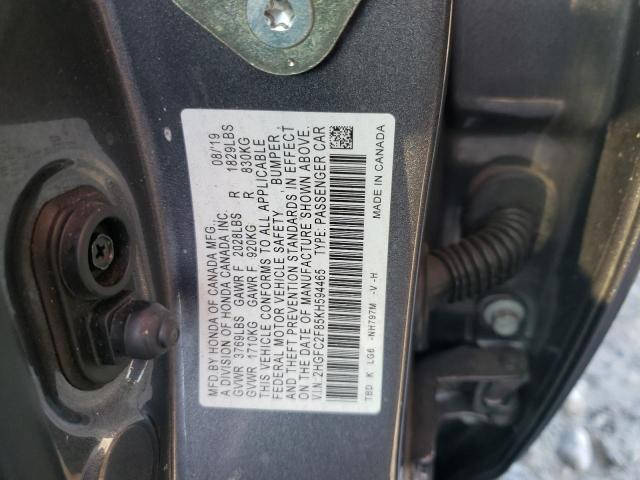 2HGFC2F85KH594465 - 2019 HONDA CIVIC SPOR 灰色 照片 10