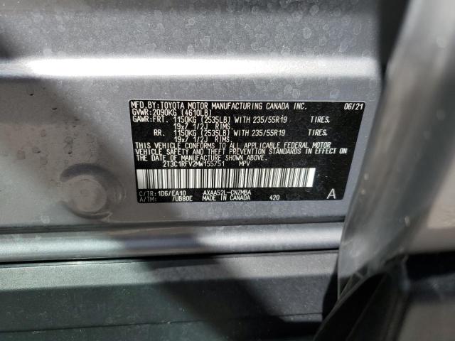 2T3C1RFV2MW155751 - 2021 TOYOTA RAV4 XLE P SILVER photo 10