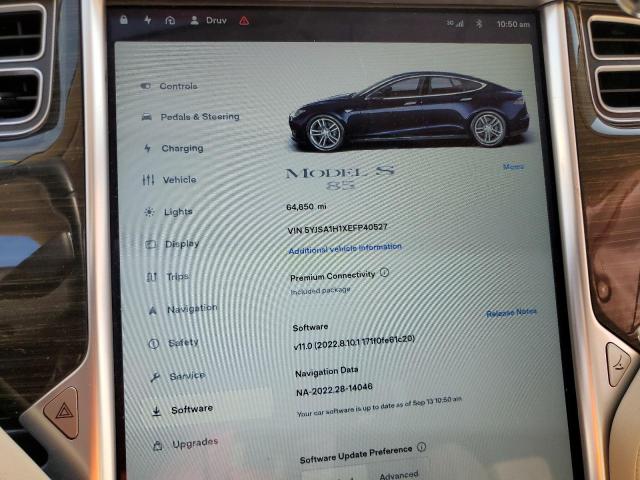 5YJSA1H1XEFP40527 - 2014 TESLA MODEL S Կապույտ լուսանկար 8