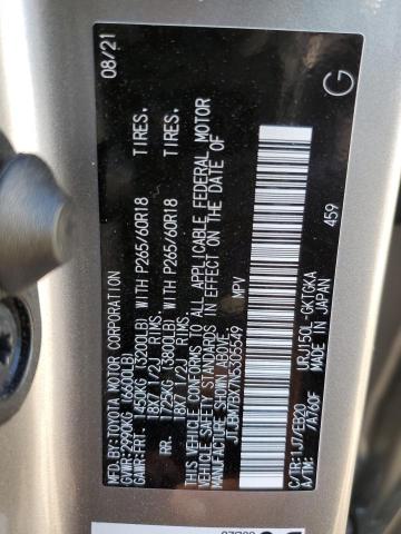 JTJBM7BX7N5305549 - 2022 LEXUS GX 460 SILVER photo 10