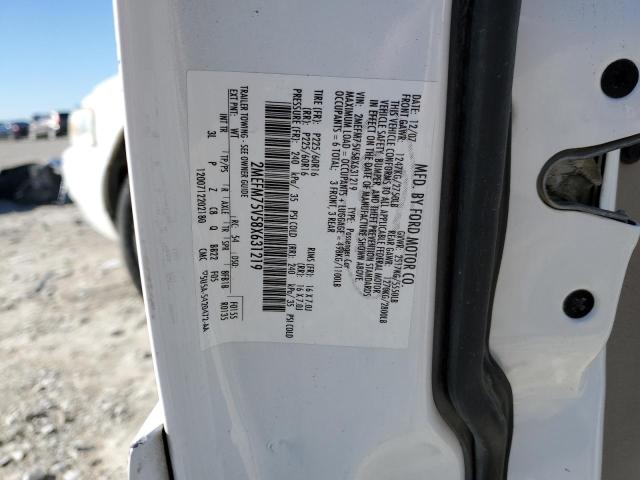 2MEFM75V58X631219 - 2008 MERCURY GRAND MARQ WHITE photo 12