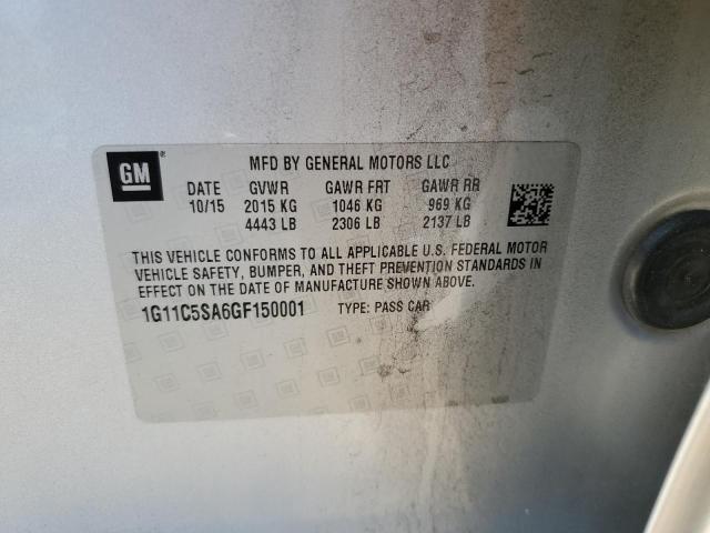 1G11C5SA6GF150001 - 2016 CHEVROLET MALIBU LIM 银色 照片 10