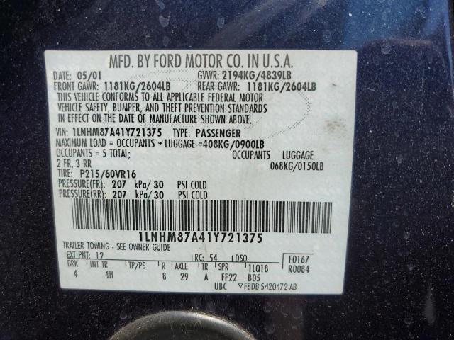 1LNHM87A41Y721375 - 2001 LINCOLN LS 蓝色 照片 10