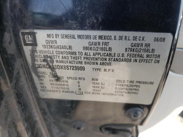 3GNCA33DX8S723909 - 2008 CHEVROLET HHR LS BLACK photo 10