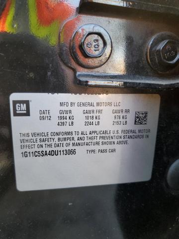1G11C5SA4DU113066 - 2013 CHEVROLET MALIBU 1LT BLACK photo 10