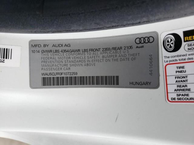 WAU5CLFF0F1072259 - 2015 AUDI A3 WHITE photo 10