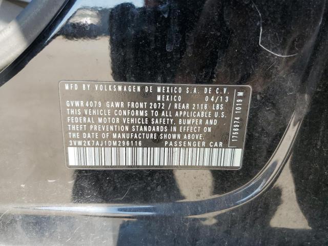 3VW2K7AJ1DM296116 - 2013 VOLKSWAGEN JETTA BASE 黑色 照片 10