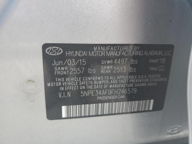 5NPE34AF0FH246579 - 2015 HYUNDAI SONATA SPO SILVER photo 10