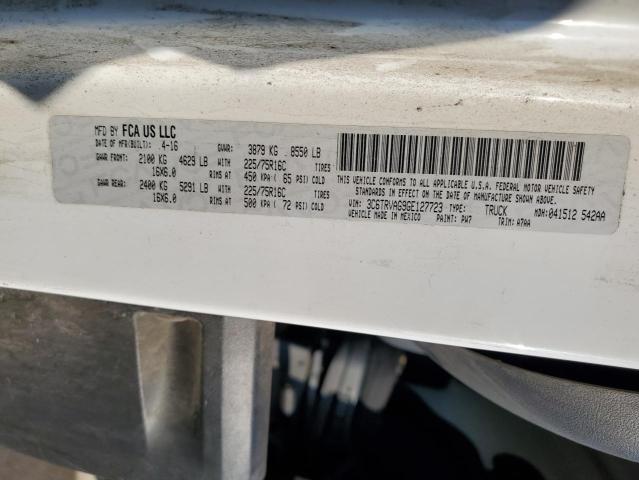 3C6TRVAG9GE127723 - 2016 RAM PROMASTER WHITE photo 10