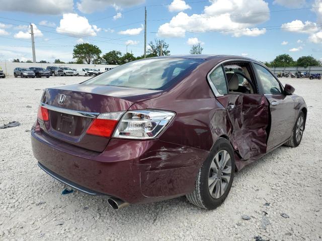 1HGCR2F38EA256552 - 2014 HONDA ACCORD LX BURGUNDY photo 4