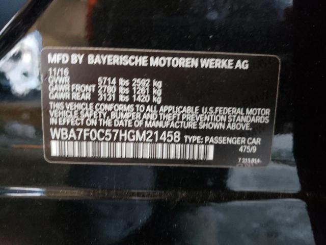 WBA7F0C57HGM21458 - 2017 BMW 750 I BLACK photo 10