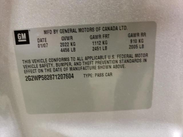 2G2WP582871207604 - 2007 PONTIAC GRAND PRIX SILVER photo 10