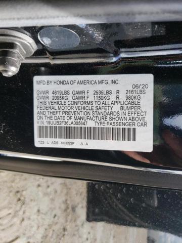 19UUB2F36LA005647 - 2020 ACURA TLX BLACK photo 10