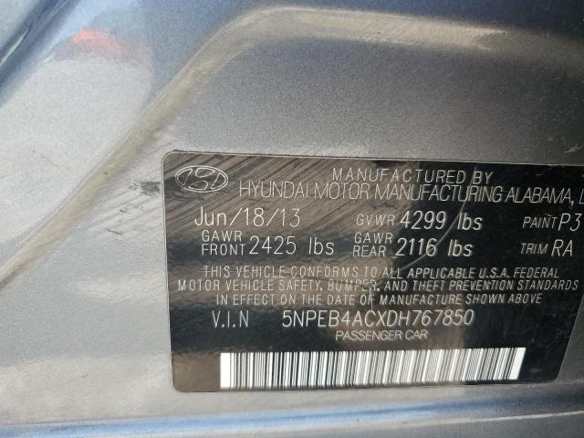 5NPEB4ACXDH767850 - 2013 HYUNDAI SONATA GLS SILVER photo 10