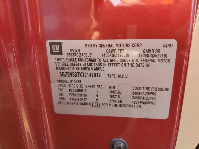 5GZEV337X7J147012 - 2007 SATURN OUTLOOK SP მუქწითელი ფოტო 10