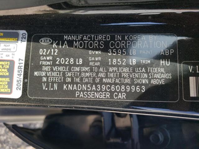 KNADN5A39C6089963 - 2012 KIA RIO EX BLACK photo 10