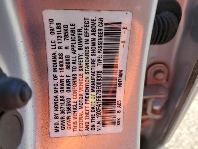 19XFA1F67BE009376 - 2011 HONDA CIVIC LX-S Gümüş foto 10