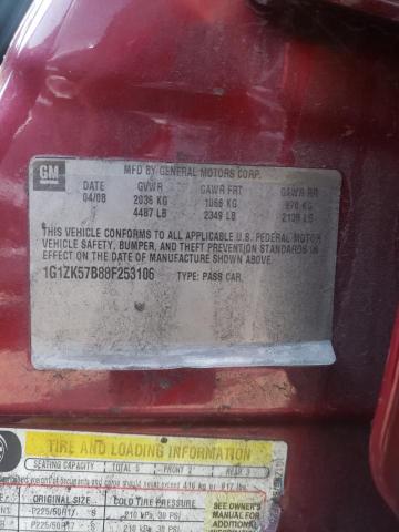 1G1ZK57B88F253106 - 2008 CHEVROLET MALIBU LTZ წითელი ფოტო 10