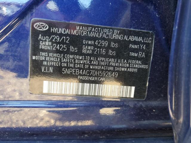 5NPEB4AC7DH592649 - 2013 HYUNDAI SONATA GLS BLUE photo 10