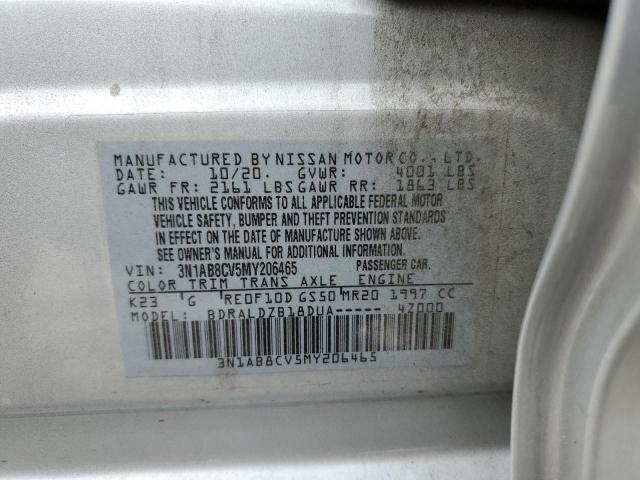 3N1AB8CV5MY206465 - 2021 NISSAN SENTRA SV SILVER photo 10