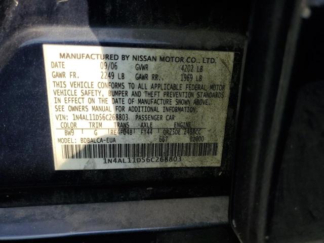 1N4AL11D56C268803 - 2006 NISSAN ALTIMA S BLUE photo 10