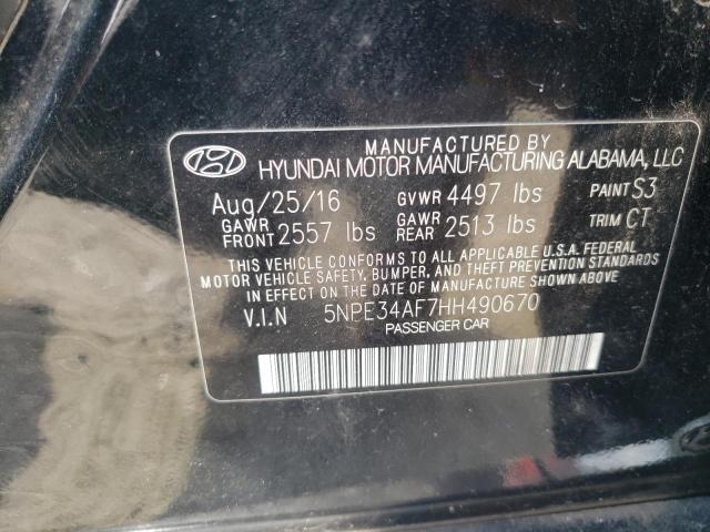 5NPE34AF7HH490670 - 2017 HYUNDAI SONATA SPORT  photo 10