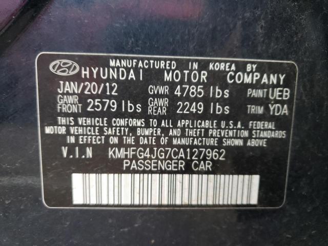 KMHFG4JG7CA127962 - 2012 HYUNDAI AZERA GLS BLUE photo 10