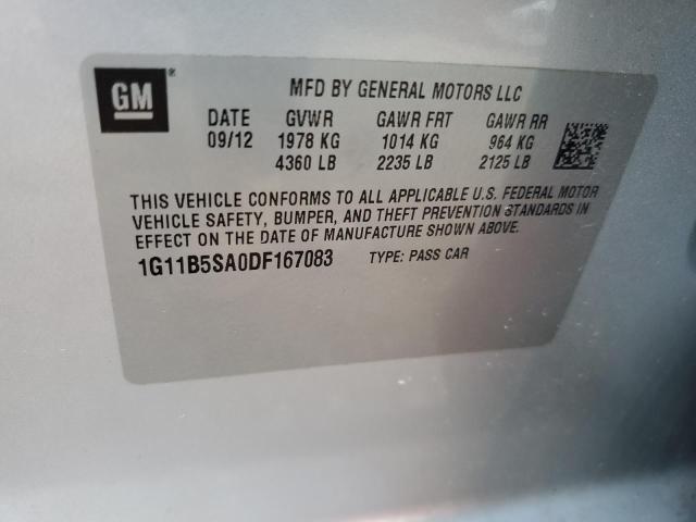 1G11B5SA0DF167083 - 2013 CHEVROLET MALIBU LS SILVER photo 10