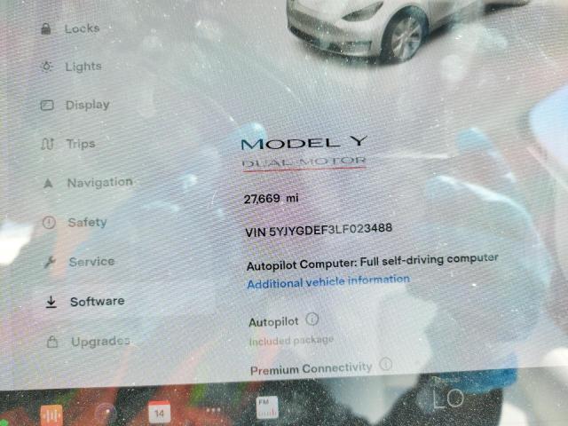 5YJYGDEF3LF023488 - 2020 TESLA MODEL Y WHITE photo 8