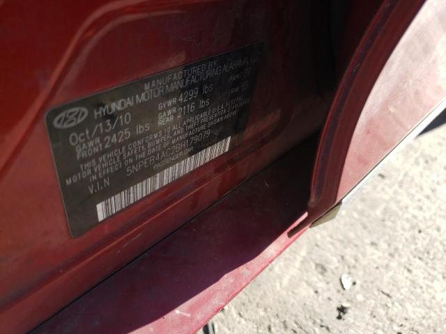 5NPEB4AC2BH179079 - 2011 HYUNDAI SONATA GLS RED photo 10