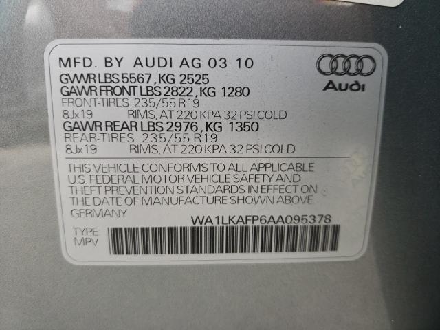 WA1LKAFP6AA095378 - 2010 AUDI Q5 PREMIUM PLUS  photo 10