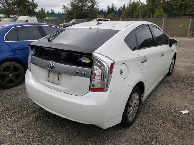 JTDKN3DP2C3022717 - 2012 TOYOTA PRIUS PLUG WHITE photo 4