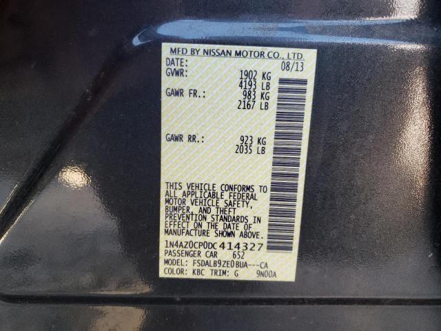 1N4AZ0CP0DC414327 - 2013 NISSAN LEAF S GRAY photo 10