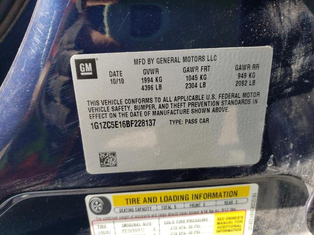 1G1ZC5E16BF228137 - 2011 CHEVROLET MALIBU 1LT 蓝色 照片 10