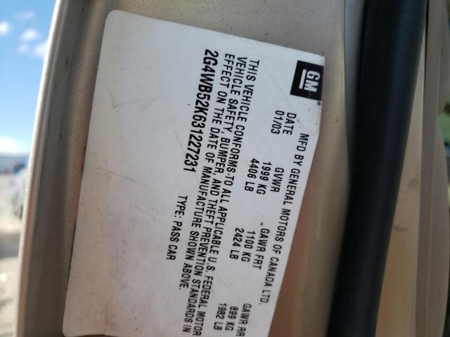 2G4WB52K631227231 - 2003 BUICK REGAL LS 金色 照片 10