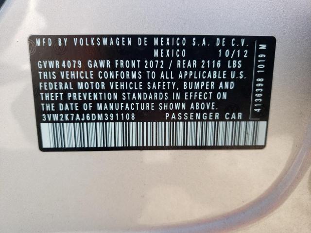 3VW2K7AJ6DM391108 - 2013 VOLKSWAGEN JETTA BASE SILVER photo 10