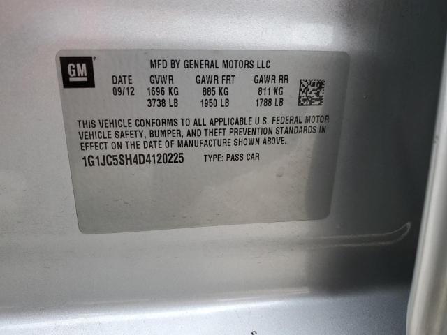 1G1JC5SH4D4120225 - 2013 CHEVROLET SONIC SILVER photo 10