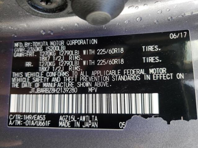 JTJBARBZ8H2139280 - 2017 LEXUS NX 200T BA SILVER photo 10