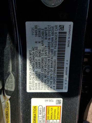 2HGFE2F58NH552263 - 2022 HONDA CIVIC SPOR BLACK photo 10