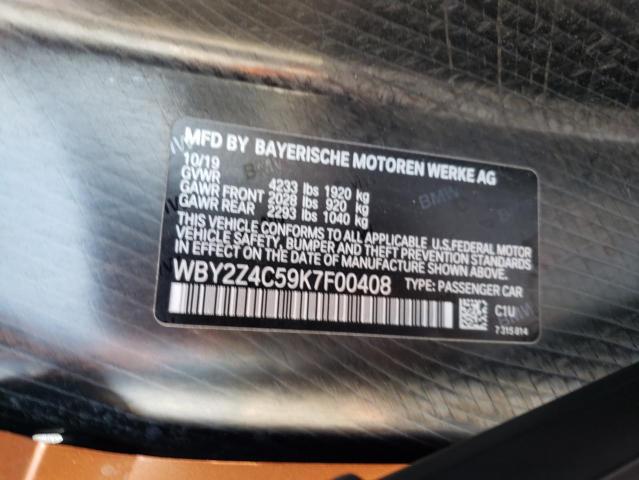 WBY2Z4C59K7F00408 - 2019 BMW I8 ORANGE photo 10